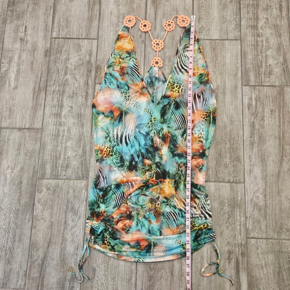 Luli Fama Miami Nice Crochet Swim Cover Up Dress Size L Tropical Resort Vacation